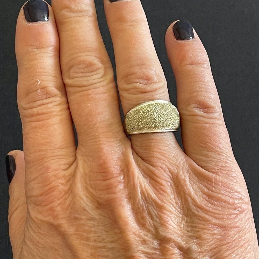 Vintage CW Charles Winston Signed Sterling Silver 925 Textured Dome Ring Size 6